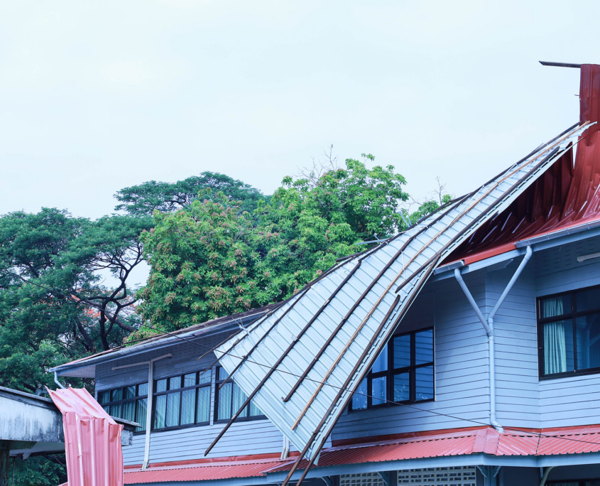 Broken Roof After A Storm