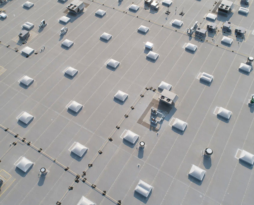 Aerial View Of A Large Commercial Roof